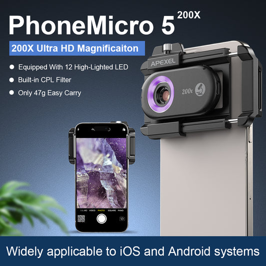 APEXEL 200X Smartphone Microscope Lens | Nano Zoom & Portable | CW