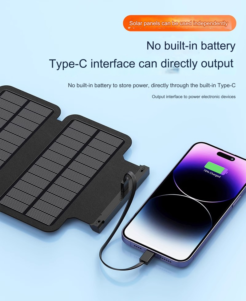 20000mAh Solar Power Bank 6 Panels Dual Cables Emergency Features publicity pictures-9