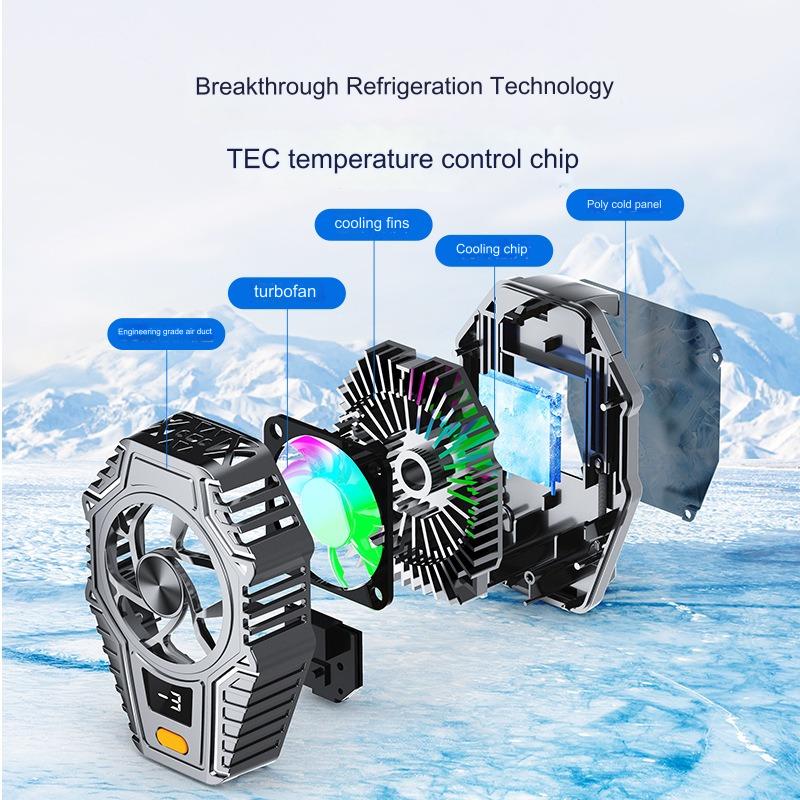 2024 x1  smartphone cooler digital display gaming livestream cooling fan publicity pictures-21