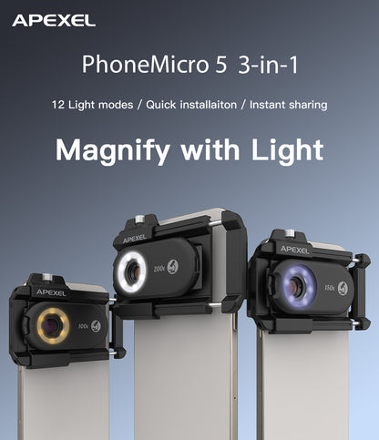 apexel 3-in-1 smartphone microscope lens cpl publicity pictures-10