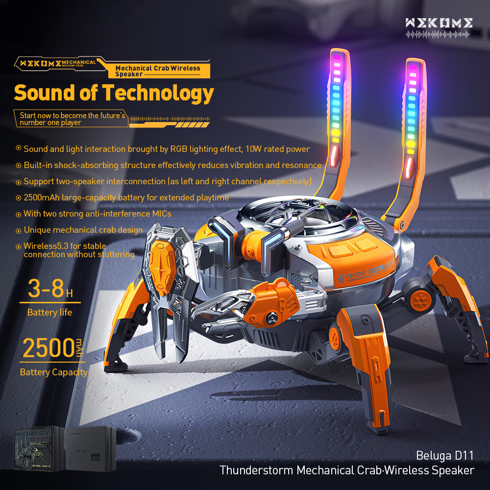 beluga d11 thunderstorm mechanical crab bluetooth speaker promotional image-01