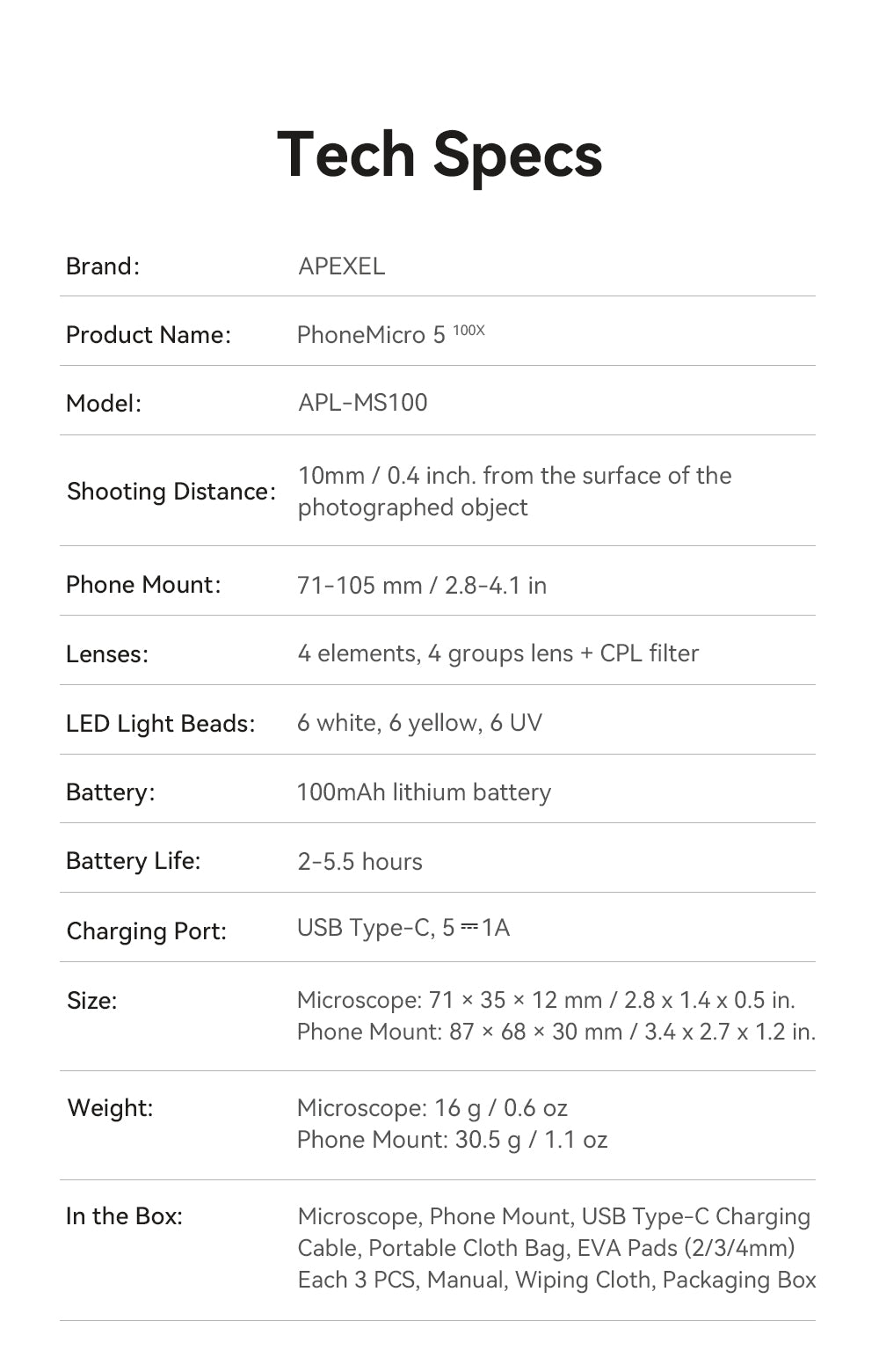 cw apexel 100x smartphone microscope with led and cpl publicity picture-23