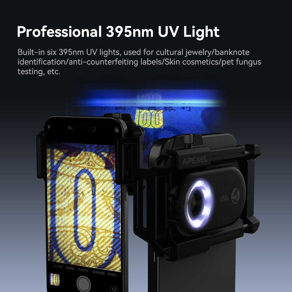 cw apexel 100x smartphone microscope with led and cpl publicity picture-3