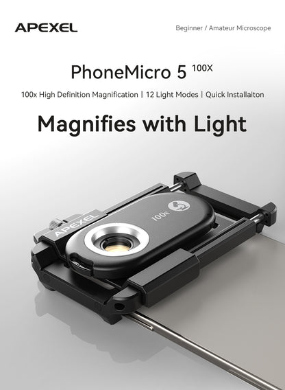 cw apexel 100x smartphone microscope with led and cpl publicity picture-7