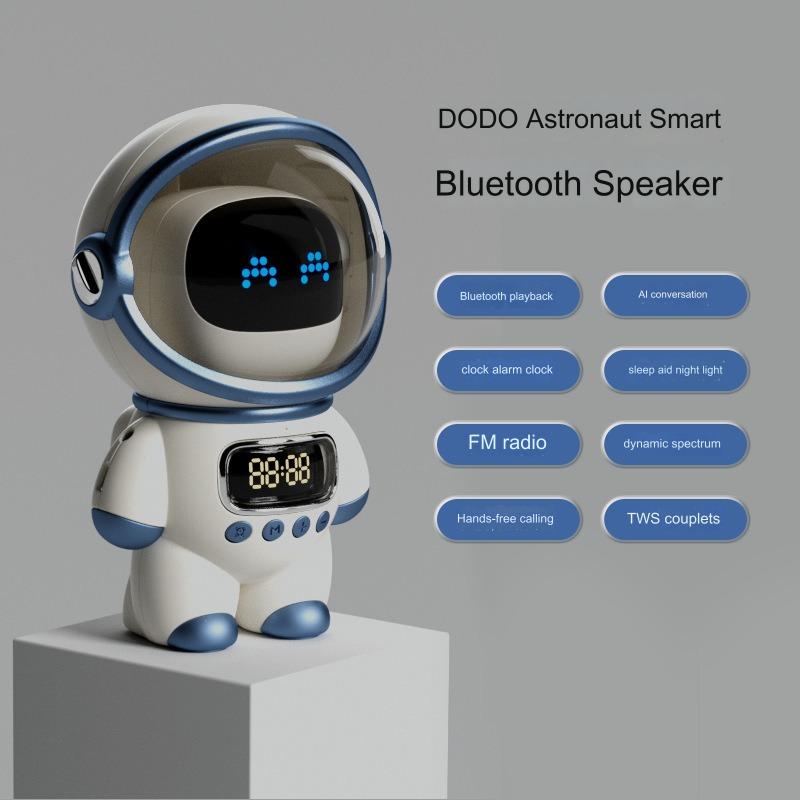 dodo m20 astronaut ai smart bluetooth speaker clock alarm radio nightlight in front-3