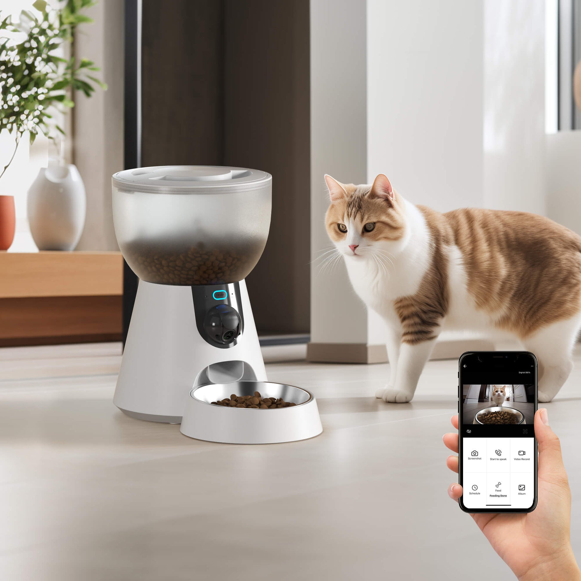 petwant automatic cat feeder 1080p camera smart pet feeder publicity picture-2