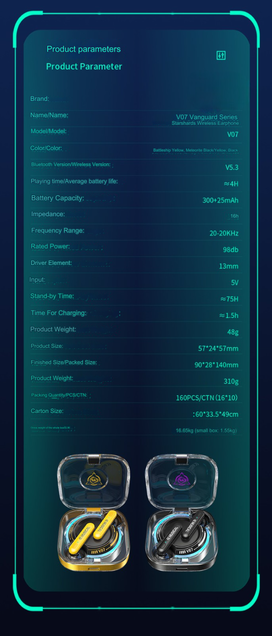 V07 Vanguard Series Starshards ENC Earbuds  parameters