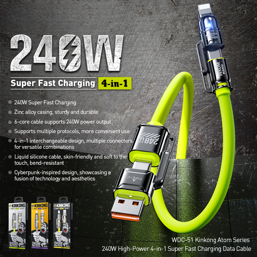 wdc 51 multi device 240w fast charging cable 1.2m publicity pictures