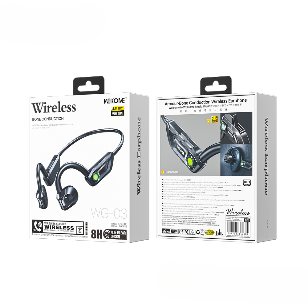 wg 03 armour series bone conduction wireless headphones 8hr battery dual device connection packging box-2