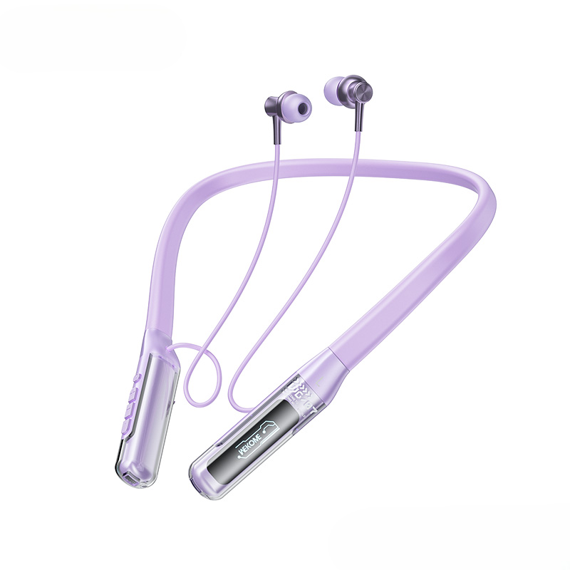 wg 07 taikonaut neckband wireless headphones 50hr battery bluetooth in purple color