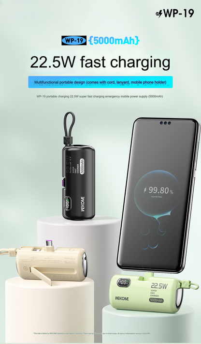 wp-19 5000mah emergency power bank 22.5w fast charger portable lithium polymer battery publicity pictures-6