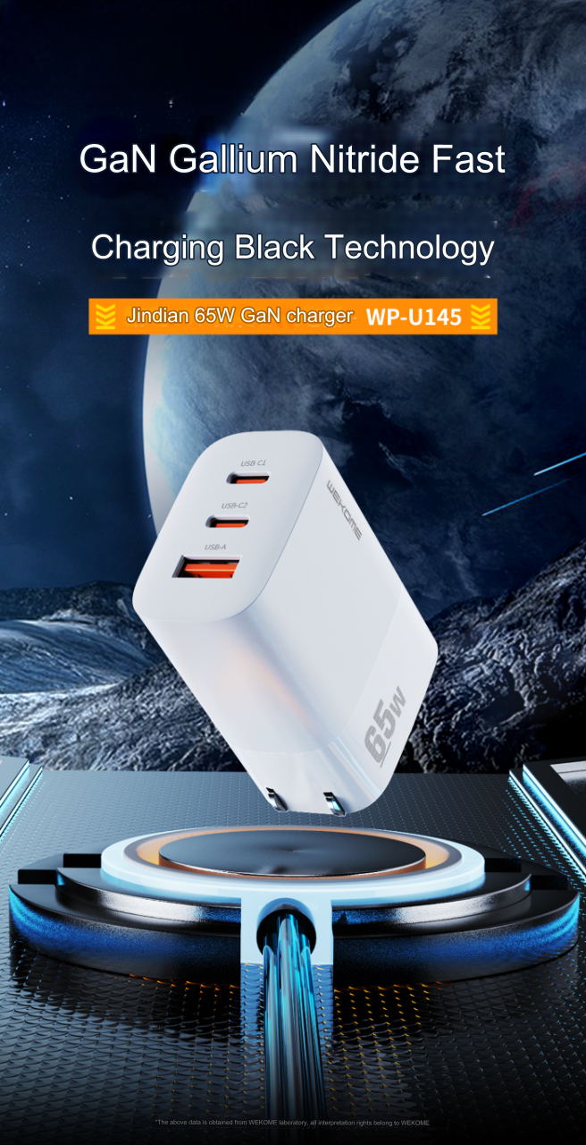 wp-u145 65w gan charger usb a 2x usb c ports us plug  publiciy pictures-2