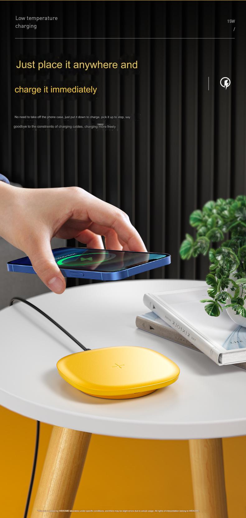 wp-u165 15w magnetic wireless charger fast sleek charging station publicity pictures-4